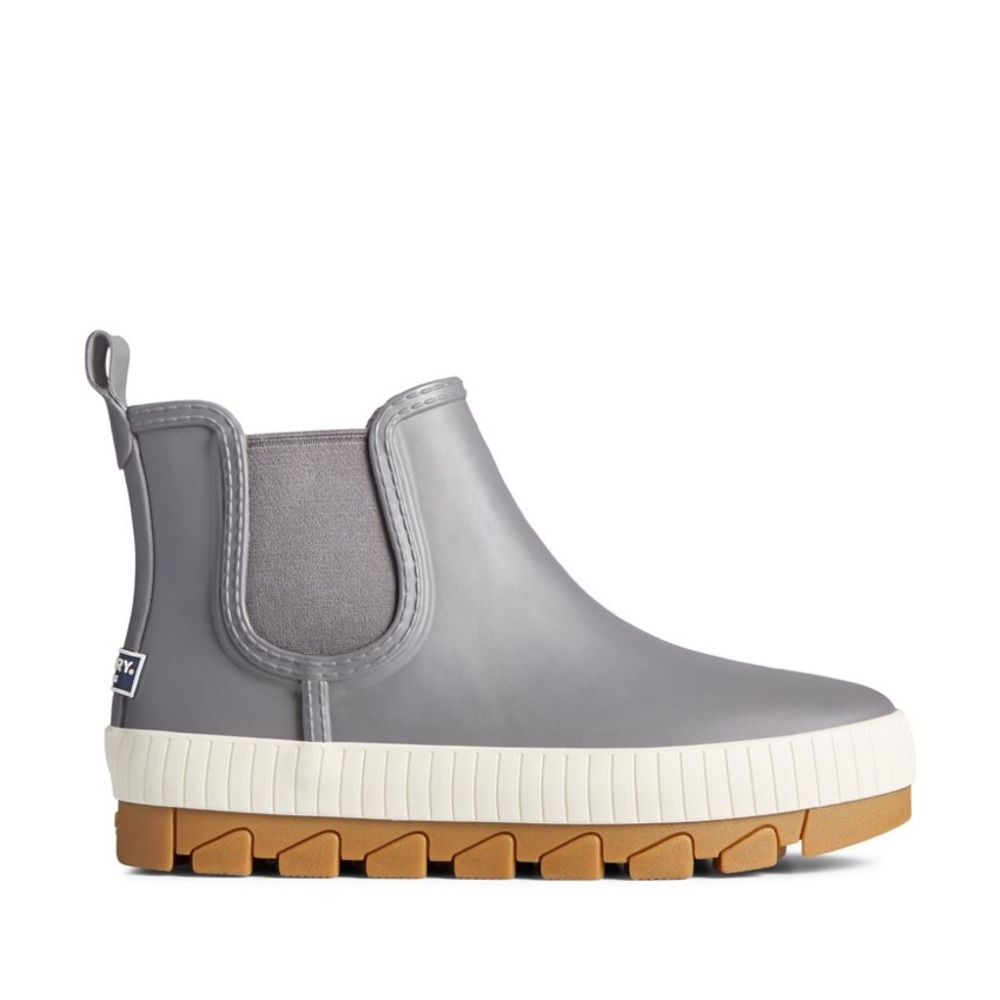 Sperry Gray Chelsea Rain Boot with Tan Sole